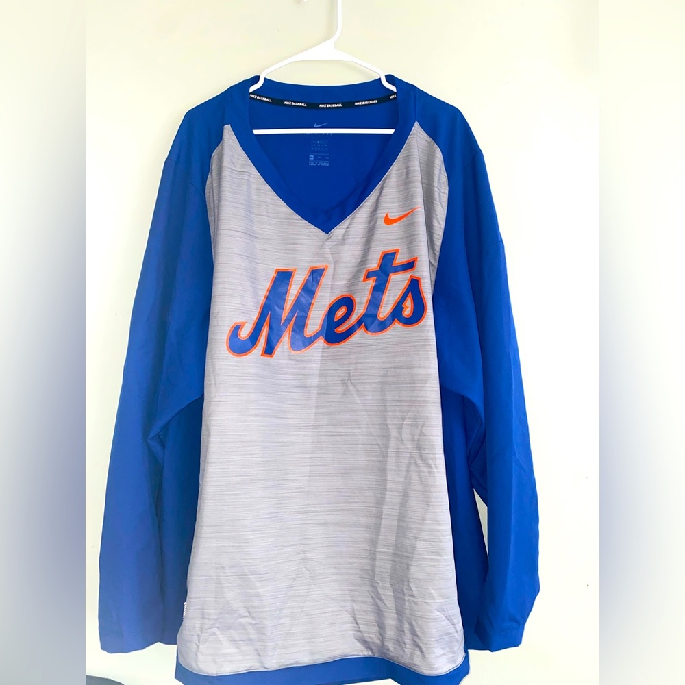 Mets 3XL Nike Baseball Dri-fit V neck pullover with zip pockets
